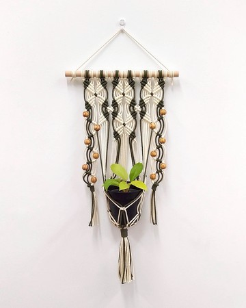 Macrame Plant Hanger 手工編織植物盆栽吊掛網【復古米/軍綠】