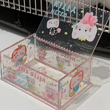🔥品質好物🔥kitty收納盒 桌面置物盒 飾品防塵收納 雜物整理盒 内衣收納包 Kitty收納盒可愛亞克力翻蓋桌面置