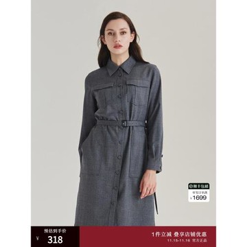 OBEG歐碧倩春季收腰中長襯衫連衣裙兩穿通勤外套10404011