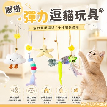 懸掛逗貓玩具 吊掛式逗貓棒 彈力逗貓棒 逗貓彈簧 掛門式逗貓棒 掛勾逗貓玩具 門掛式逗貓棒 掛門 逗貓玩具 貓咪蕩鞦韆