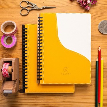 A5 抽取式仿皮革活頁筆記本-大河彎彎。純封面/封底