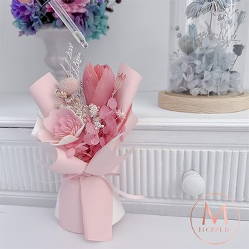 快速出貨❤️520我愛你【Floral M】法國水蜜桃粉鬱金香香氛擴香小花束（贈送5ml香氛油）摩羯座生日快樂