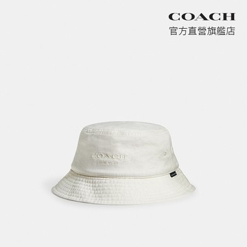 【COACH】丹寧漁夫帽-粉筆白色(CAA63)｜官方直營