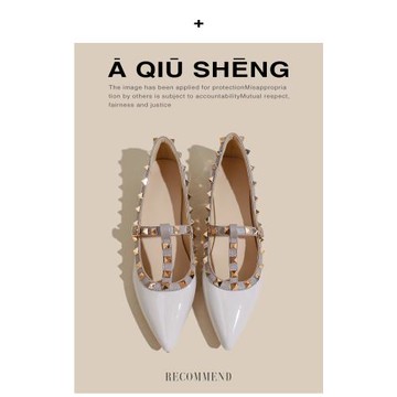 尖頭單鞋女平底2025年新款秋季百搭鞋子軟底鉚釘鞋法式瑪麗珍女鞋