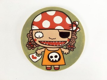 Nice Little Clay 插畫陶瓷吸水杯墊小小女海盜5704