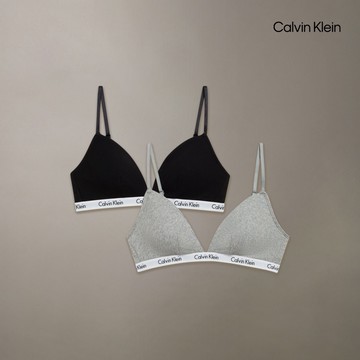 【Calvin Klein】 CK Carousel 羅紋薄襯三角胸圍 2 件組 _拼色