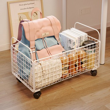 APP下單享點數9% 書包置物架書架辦公室可移動書桌下收納架鐵藝小推車工位放包神器