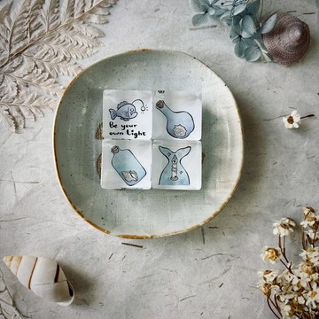 壓克力印章-瓶中聽貝/鯨尾燈塔/瓶中玫瑰/深海之光