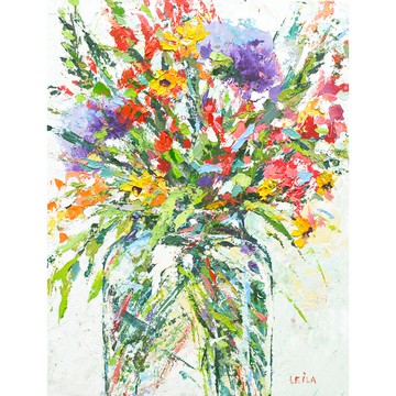 草甸花原創油畫厚塗 20x15 公分現代藝術當代