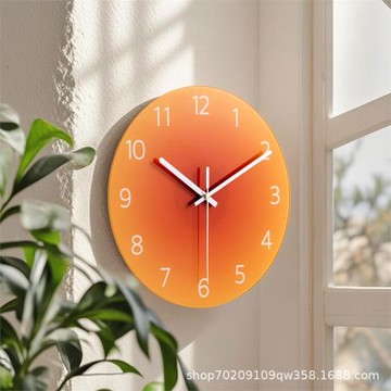 簡約玻璃掛鐘客廳漸變鐘現代創意個性家用靜音鐘北歐INS掛墻鐘表