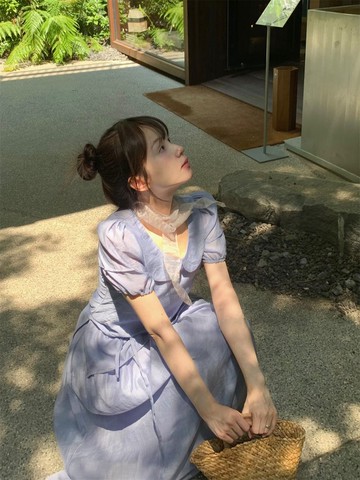 洋服襯衫半身裙套裝 娃娃領泡泡袖 顯白古著vintage 收腰顯瘦顯白