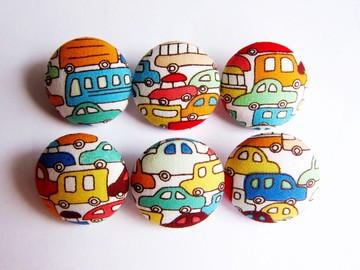 布釦 針織 縫紉 手作材料 彩色車車 DIY材料