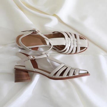 蓮花府邸原創新款涼鞋2025夏包頭編織粗跟鞋復古羅馬涼鞋里外全皮