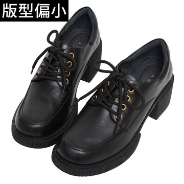 🔥買三送一🔥Ann’S小眾變大眾-皮革版本綁帶厚底粗跟牛津鞋5cm-黑(版型偏小)