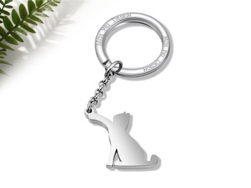 日常的小貓咪 - 伸小手的貓 -不鏽鋼吊飾鑰匙圈系列