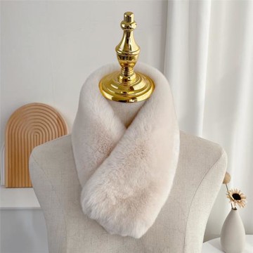 雙面獺兔毛圍巾女秋冬保暖皮草圍脖整皮毛線磁吸扣脖套百搭兩面款