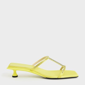 環保材質：鑽飾細帶拖鞋