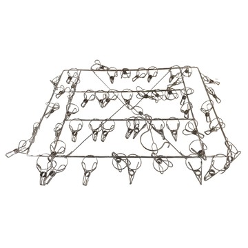 德利生活 多夾防風扣不鏽鋼曬衣架 50夾  不鏽鋼銀色  40 x 30cm