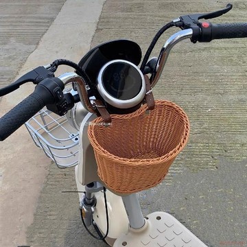 臺灣出貨12H🌈手工編織電動車前置車籃大容量儲物車筐滑板車自行車收納筐可拆卸