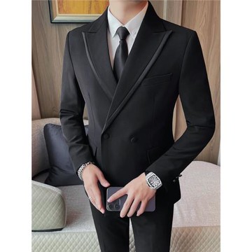 雙排扣小西裝男高級感商務修身韓版痞帥西服英倫休閑外套結婚禮服