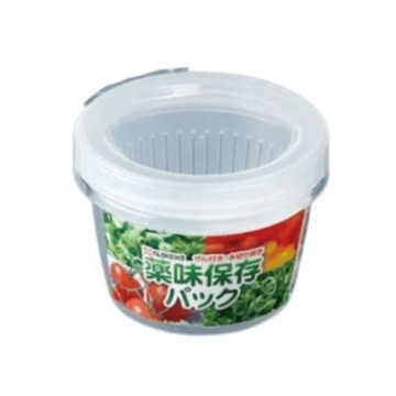 日本製 圓形透明瀝水保鮮盒 (蔥薑蒜專用)