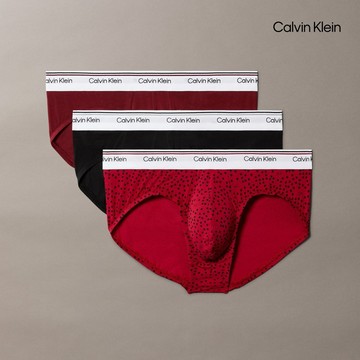 【Calvin Klein】 CK 棉質彈性低腰三角內褲 3 件組 紅色
