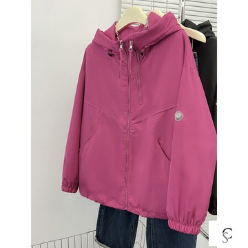 【XL-8XL大尺碼】👩女衝鋒衣 夾克 防風防水 登山服特大碼300斤胖mm設計感雙拉鏈防風夾克春秋新款時尚連帽衝鋒衣
