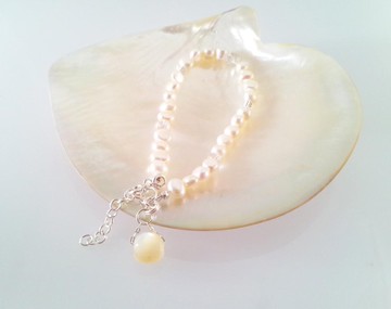 水晶和珍珠銀手鍊