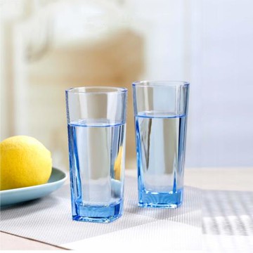 青蘋果紫色藍色家用玻璃水杯八角杯四方杯威士忌酒杯6只套裝歐式