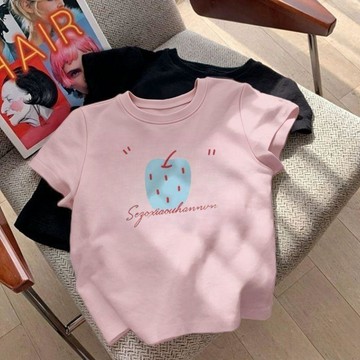 🎀biubiu童裝🎀女童100%純棉短袖t恤純棉夏裝新款童裝兒童印花夏季韓百搭