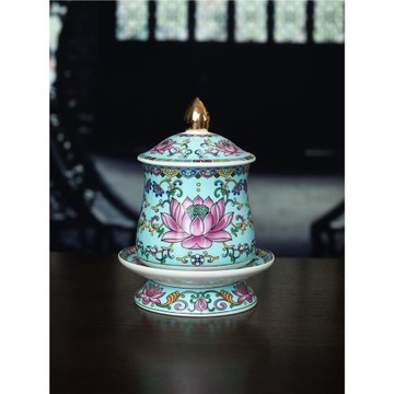 琺瑯彩蓮花供杯供佛觀音財神爺道家大悲水供奉佛前仙家佛具圣水杯