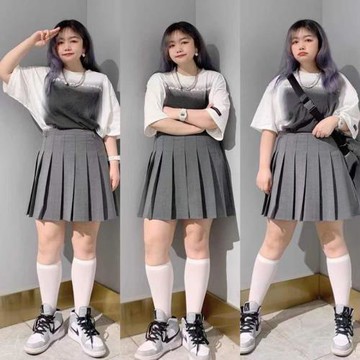 灰色百褶裙女冬大碼胖mm高腰a字顯瘦小個子純色短裙高級感半身裙