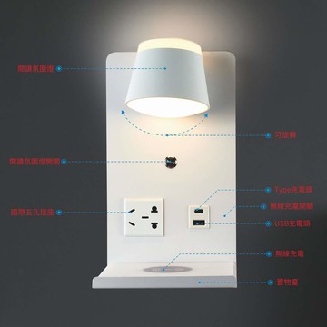 10W 3000K USB充電壁燈 B157-58-252-1
