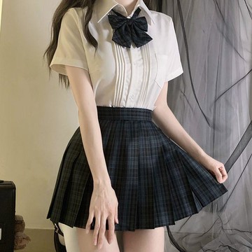 【少女純欲JK制服】台灣出貨 學生制服 國中制服 迪士尼穿搭 日系原創jk制服襯衫 學院風琴褶海苔裙套裝 百搭寬鬆款短袖