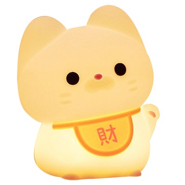 藻土屋 2入 軟軟拍拍招財貓療癒小夜燈-D (捏捏拍拍亮燈)