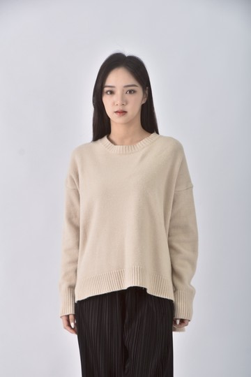 (XL) 質感圓領杏色長袖上衣