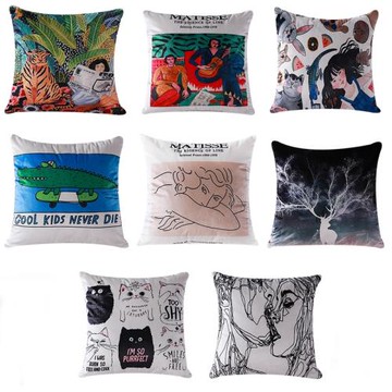 北歐ins印花抱枕 靠墊沙發靠枕客廳靠背墊抱枕套汽車靠背臥室枕套