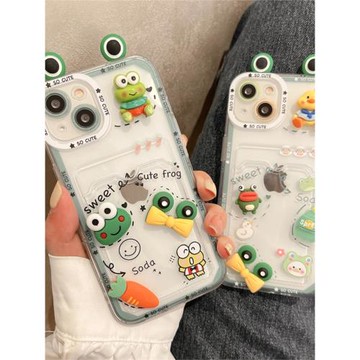 卡包ins可愛立體公仔青蛙情侶款 適用iPhone14卡通趣味新款14promax蘋果手機殼13透明硅膠保護套12男女11防摔