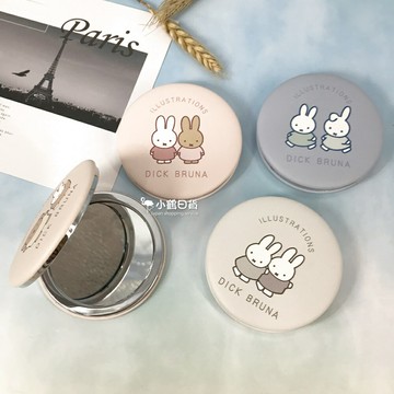 日本 miffy 米飛兔 米菲兔 馬卡龍 圓形 兩用 鏡子 隨身鏡｜小鶴日貨