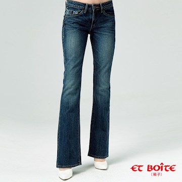 ETBOITE 箱子 BLUE WAY – 蝴蝶貼布合身丹寧靴型褲