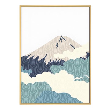 雲氣迷漫的富士山I 掛畫  40 x 30cm  木色