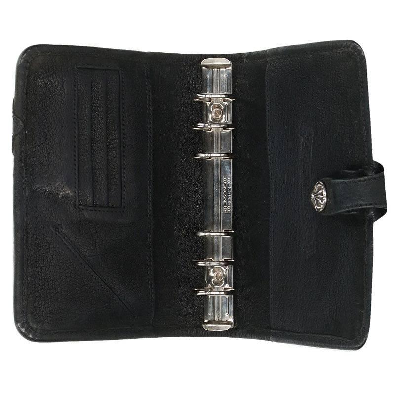 クロムハーツ Chrome Hearts AGENDA FRNT4CEMECROSS アジェンダ セメタリークロスパッチクロスボールボタン手帳カバー 中古 SJ02