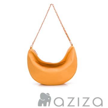aziza ANN象紋尼龍兩用彎月斜背包 秋杏黃