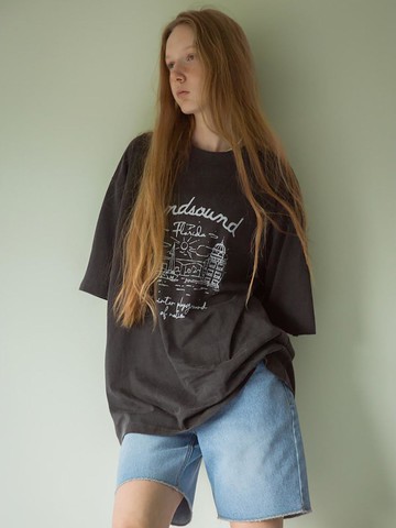 UNISEX Hand-drawn Graphic Overfit Short-sleeve T-shirt [Charcoal] (MS5442A624)