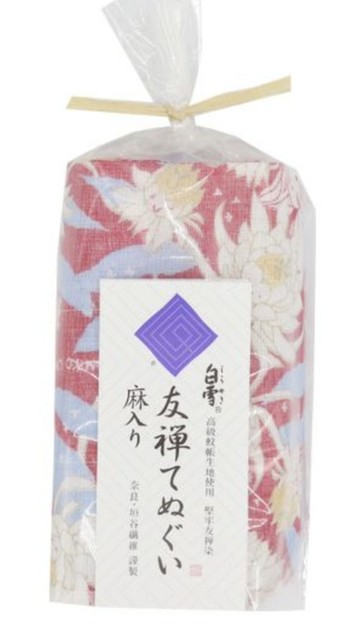 京友禪染汗巾 / 月下美人 紅色