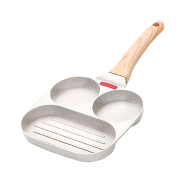 Cooksy 多功能三合一煎鍋 雞蛋漢堡牛排專用 不沾輕便款 23.5 x 21.5 x 3.8cm 白色  19cm  1個