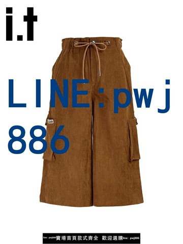 【臺灣公司】it:CHOCOOLATE燈芯絨覆古工裝闊腿七分褲女秋新款百搭新款休閑褲