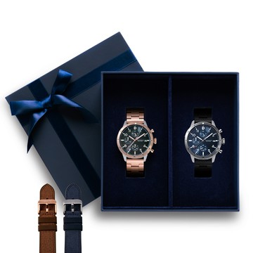 [可選色]情人節禮盒-Discovery探索自然三眼對錶+替換錶帶禮盒4入組