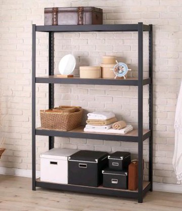 HS內嵌式角鋼四層架90x30x180cm-黑砂色 每層荷重200公斤