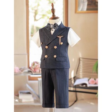 兒童西裝套裝男童禮服英倫風馬甲花童生日主持人鋼琴演出服春季